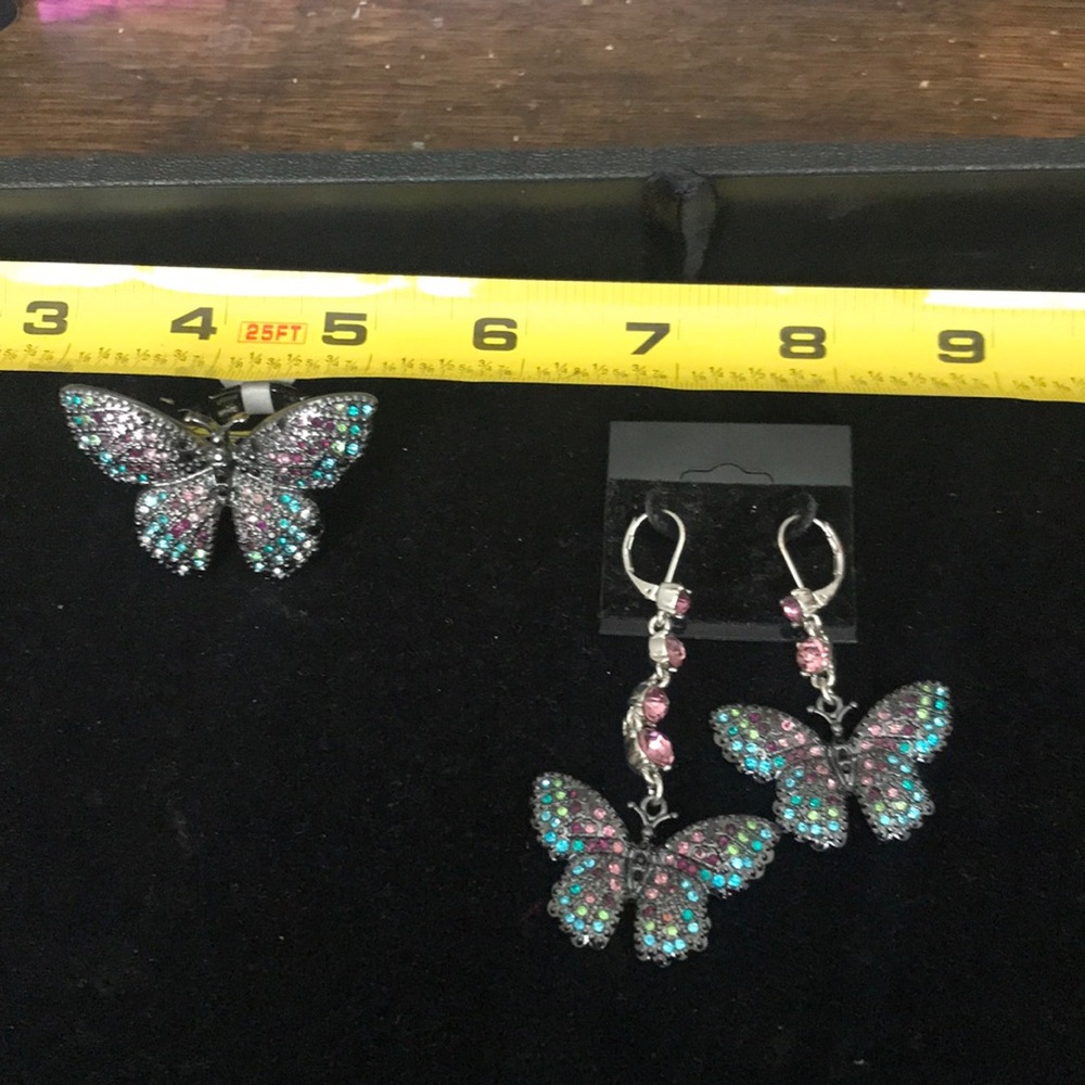 Betsey Johnson earrings with matching ring